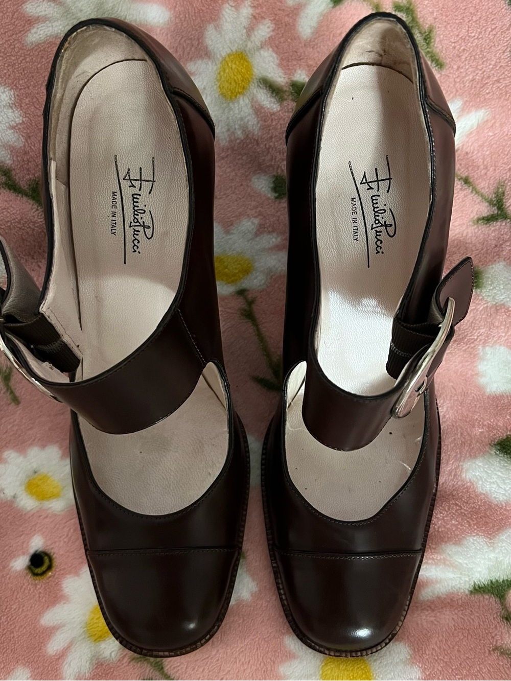 Vintage Brown Leather Mary Jane Heels - Emilio Pucci Made in Italy EU 37 - Picture 5 of 6